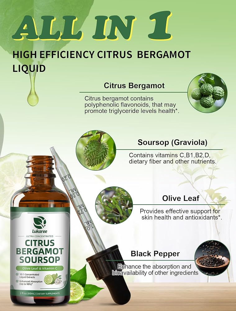 Lukaree Citrus Bergamot + Soursop Liquid Drops for Heart Health - 2 Fl Oz - image 3