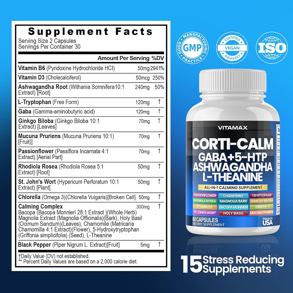 Vitamax Corti-Calm Cortisol Supplement for Relaxation - 60 Capsules - image 5