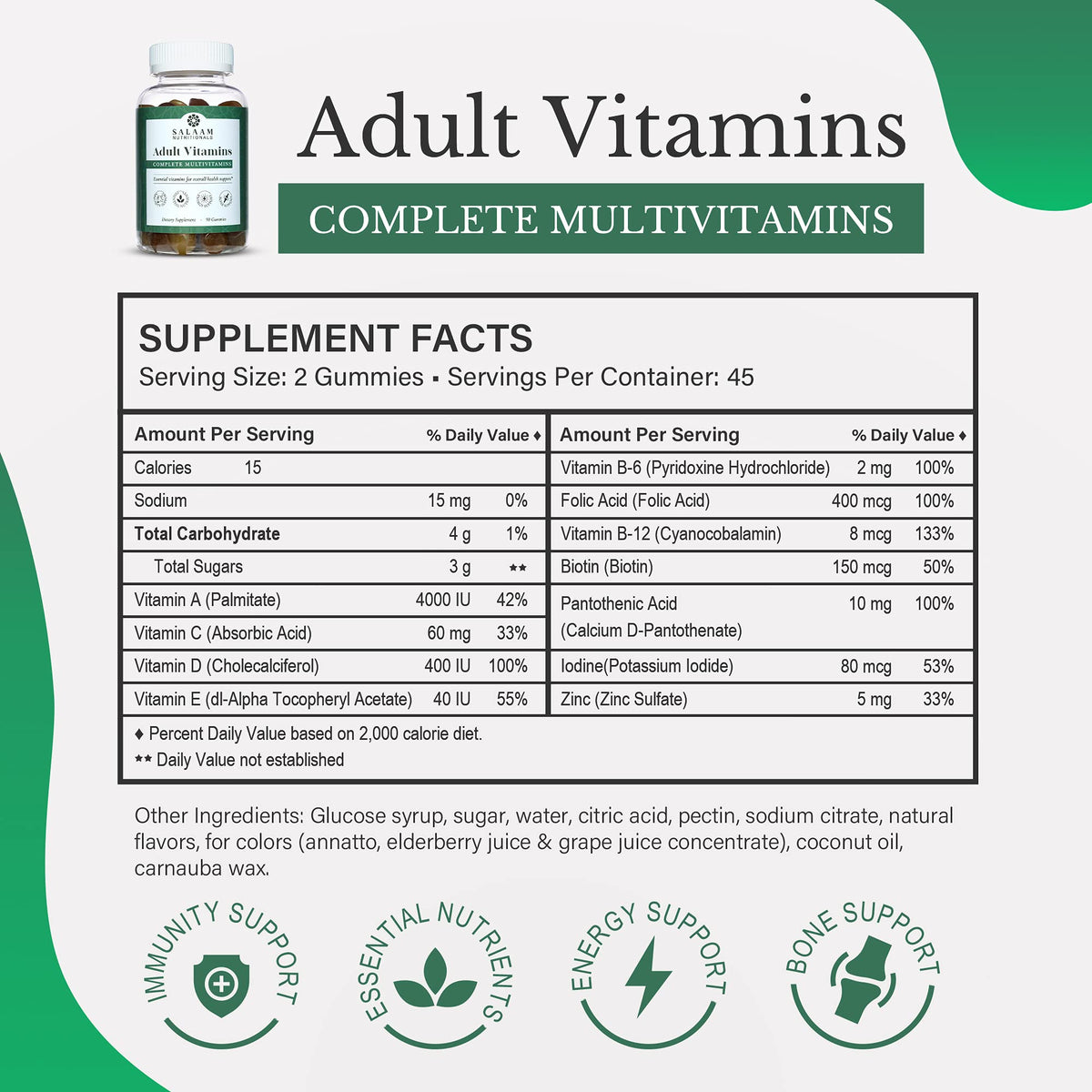 Salaam Nutritionals Adult Gummy Multivitamins: Healthy All Natural
