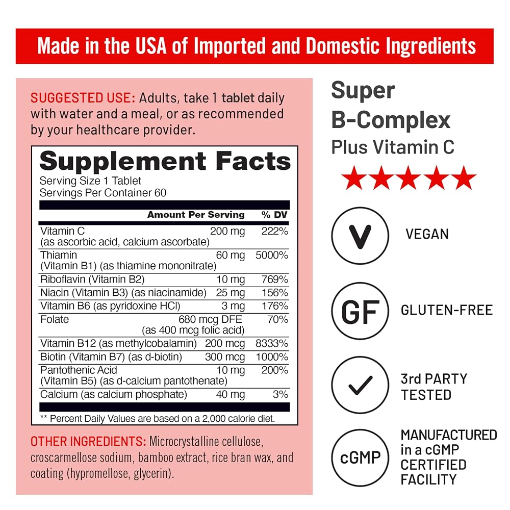 NatureWise Super Vitamin B Complex with Vitamin C - 60 Tablets - image 4