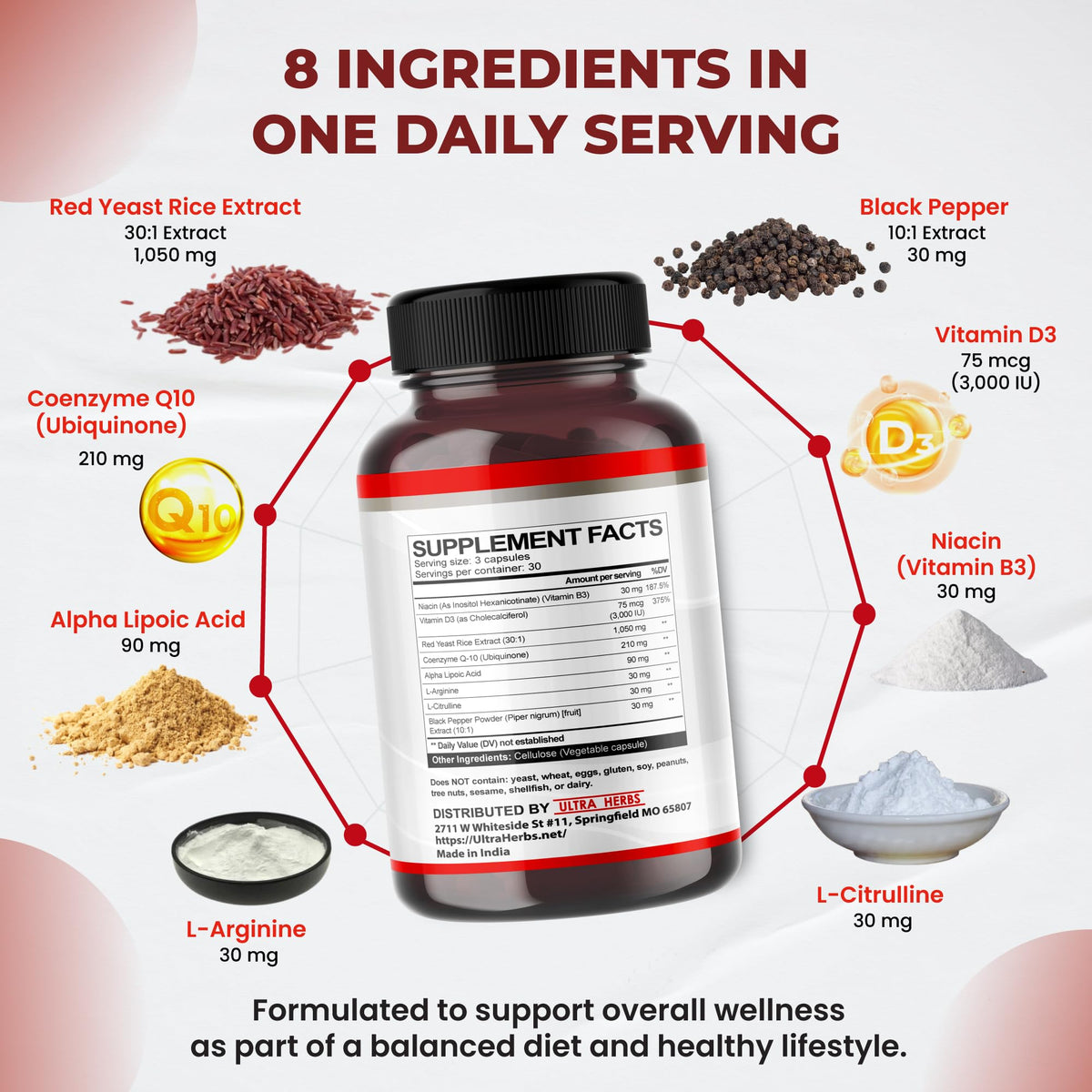 Ultra Herbs Red Yeast Rice CoQ10 - 90 Capsules - image 3