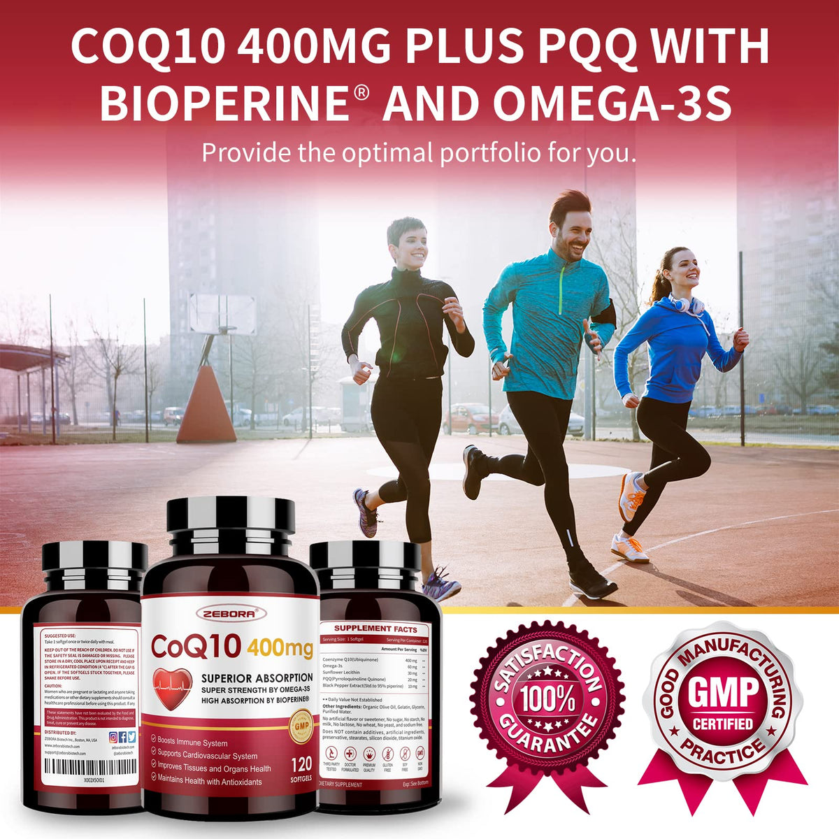 ZEBORA CoQ10 400mg with PQQ Softgels - 120 Servings - image 7