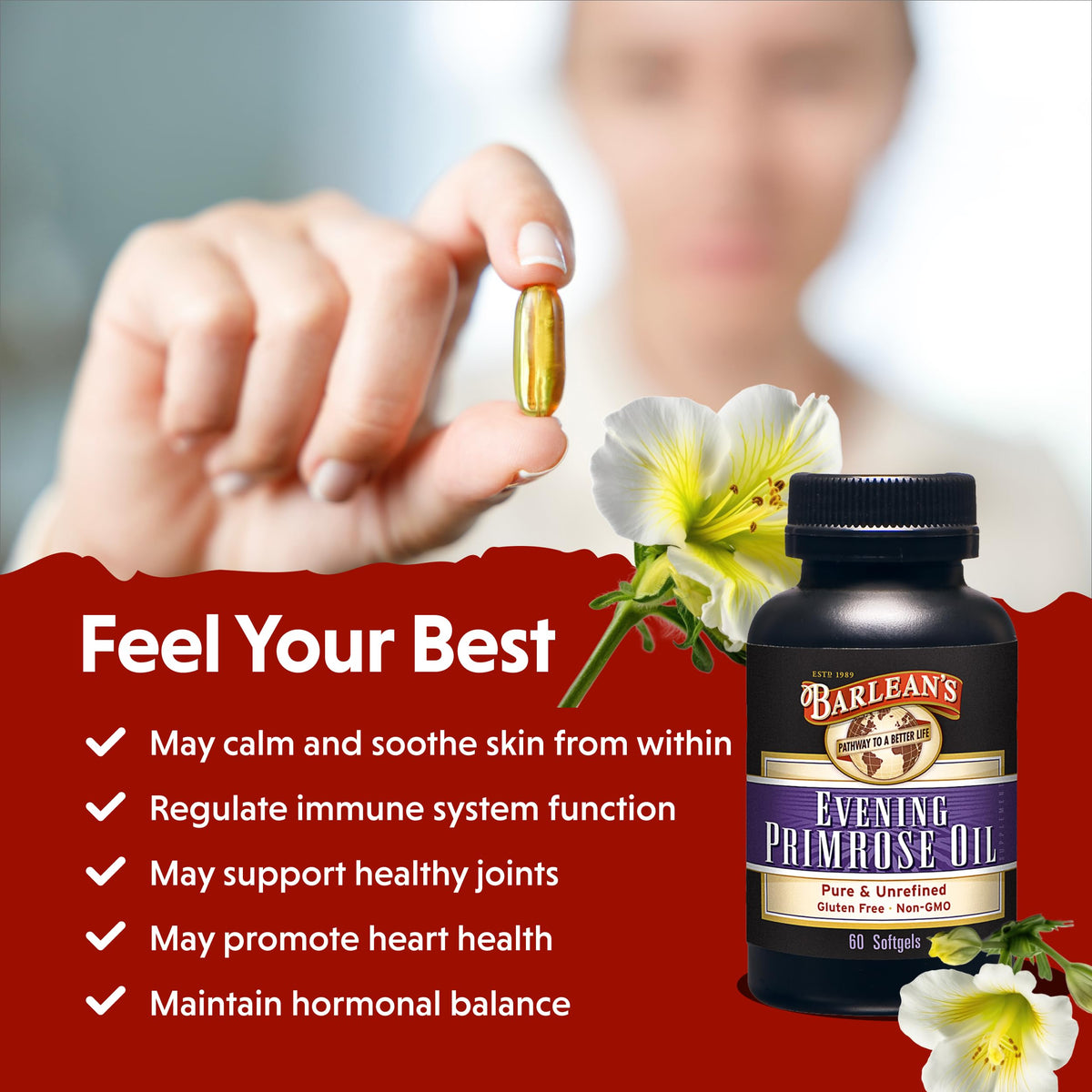 Barlean's Evening Primrose Oil Softgels with GLA - 60 Softgels - image 5
