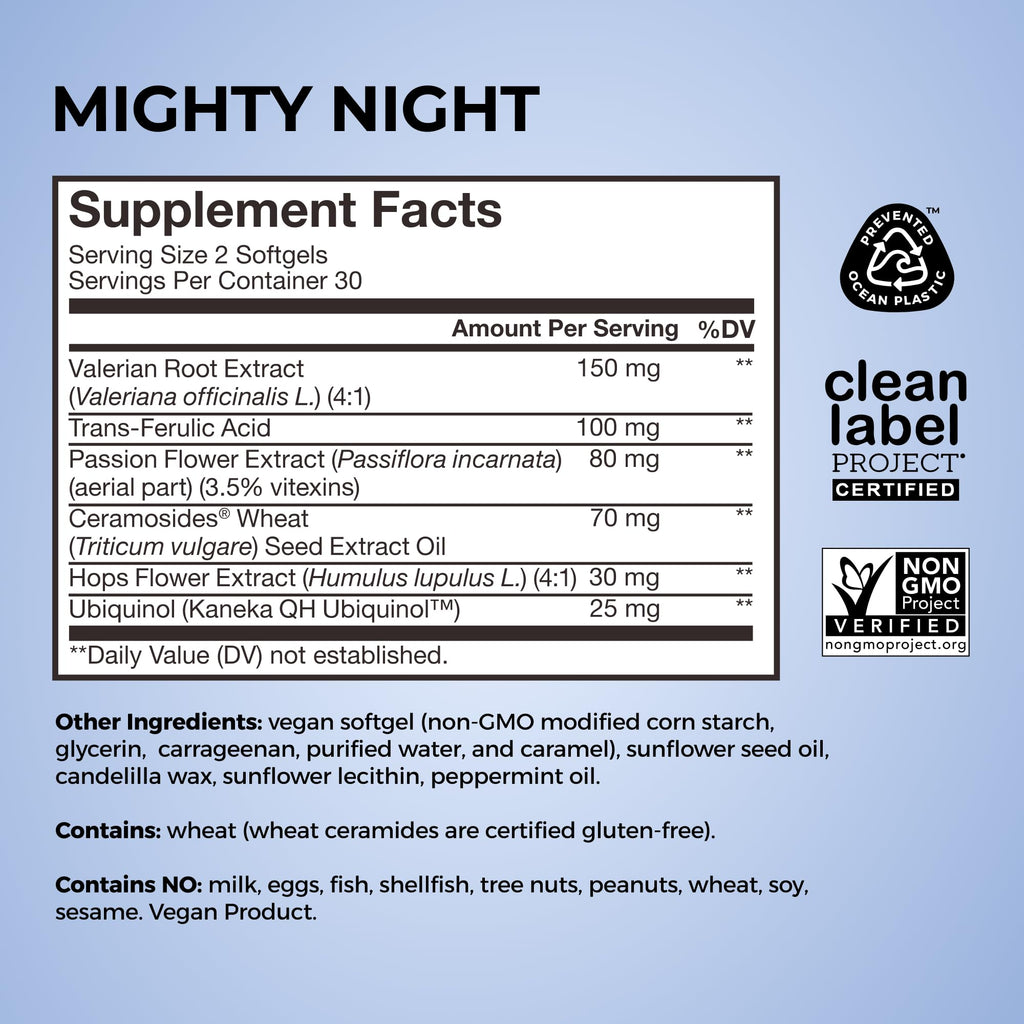 HUM Mighty Night Sleep & Skin Supplement CoQ10 & Valerian Root - 60 Softgels - image 6