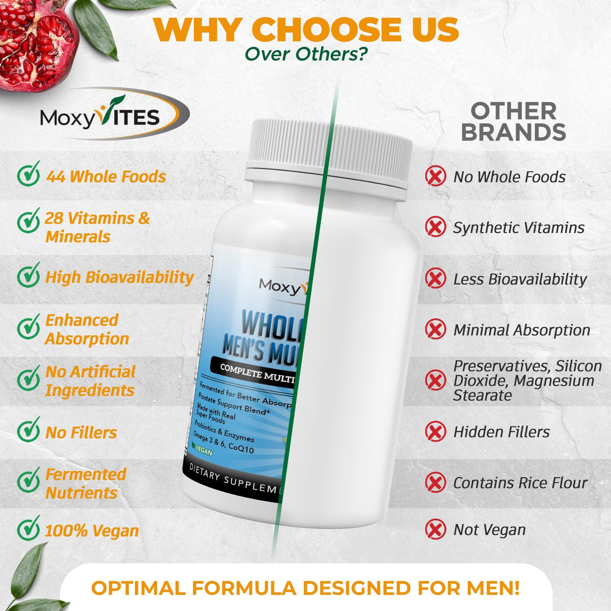 MoxyVites Methylated Mens Multivitamin with 44 Whole Foods - 90 Capsules - image 4