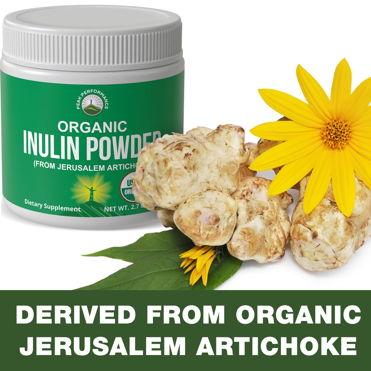 Peak Performance Organic Inulin Powder Prebiotic Fiber - 2.7 oz - image 3