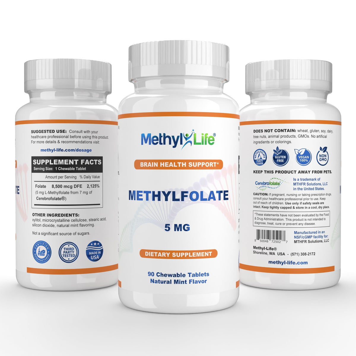 Methyl-Life L-Methylfolate 5 mg Chewable Tablets - 90 Tablets - image 2