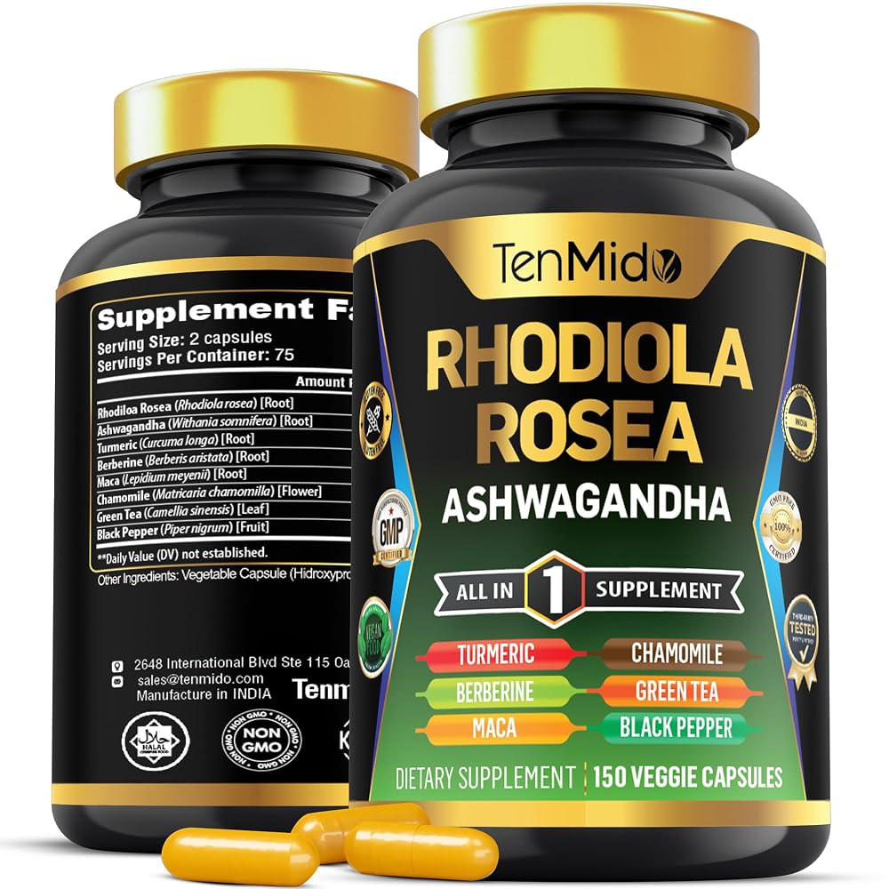 Tenmido Rhodiola Rosea 8in1 Formula - 150 Vegetarian Capsules