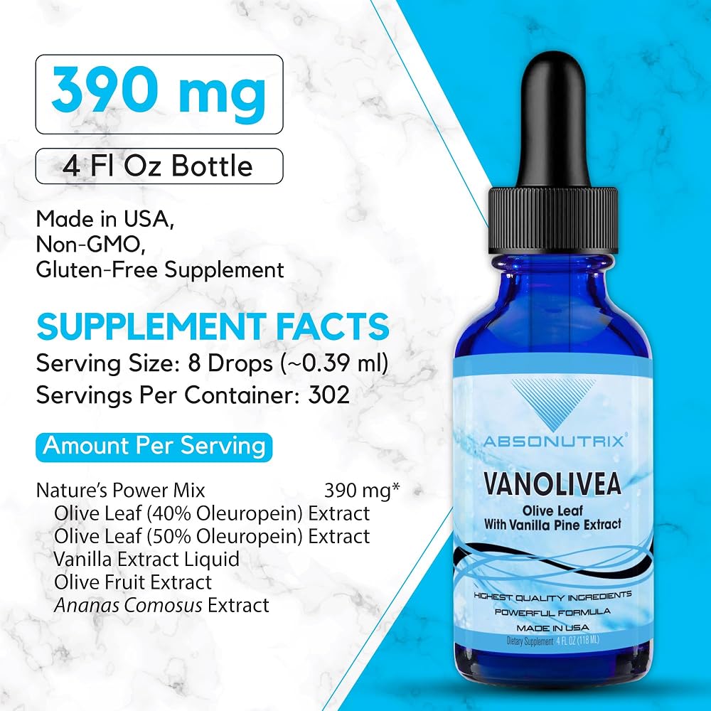Absonutrix VanOlivea Olive Leaf Extract Liquid 390 mg - 4 FL OZ - image 2