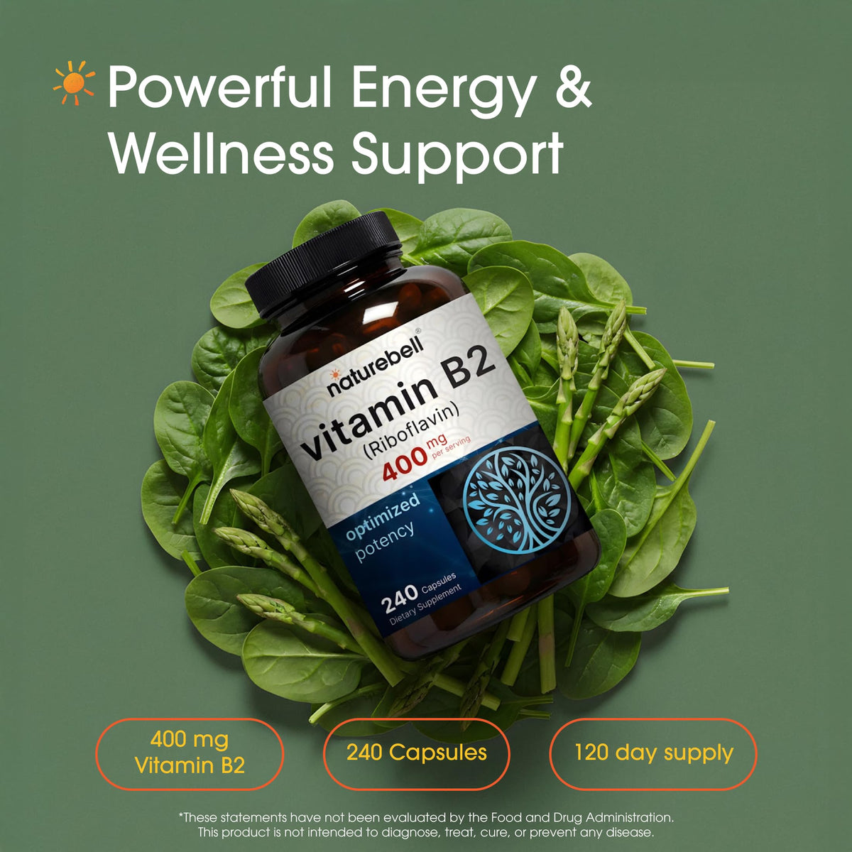 NatureBell Vitamin B2 Riboflavin 400mg - 240 Capsules - image 2