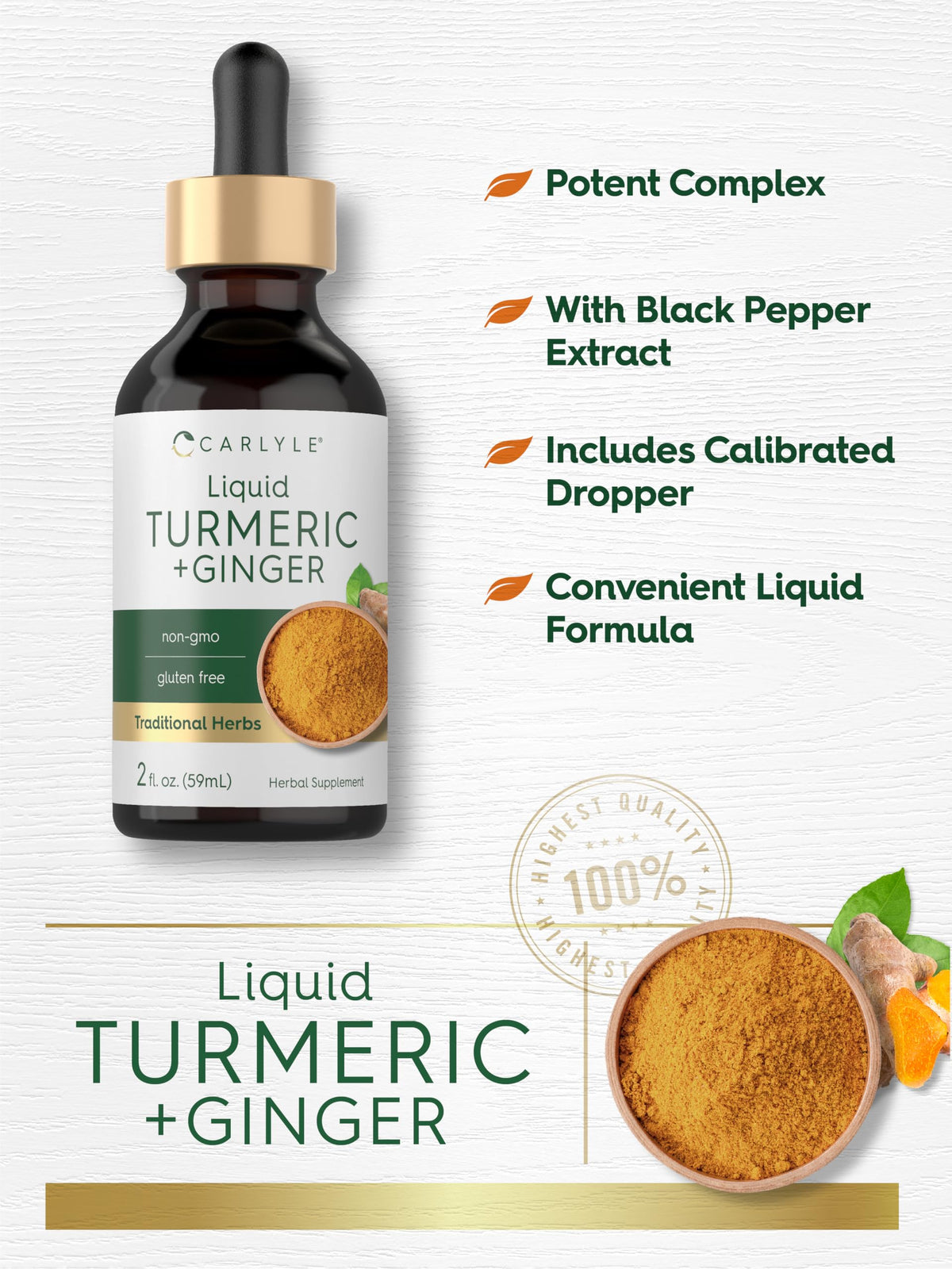 Carlyle Turmeric and Ginger Drops with Black Pepper - 2 fl oz - image 4