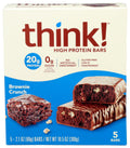 thinkThin High Protein Bars Brownie Crunch Sugar Free - 5 Bars