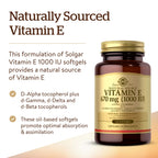 Solgar Vitamin E 670 mg (1000 IU) Antioxidant - 180 Softgels - image 3