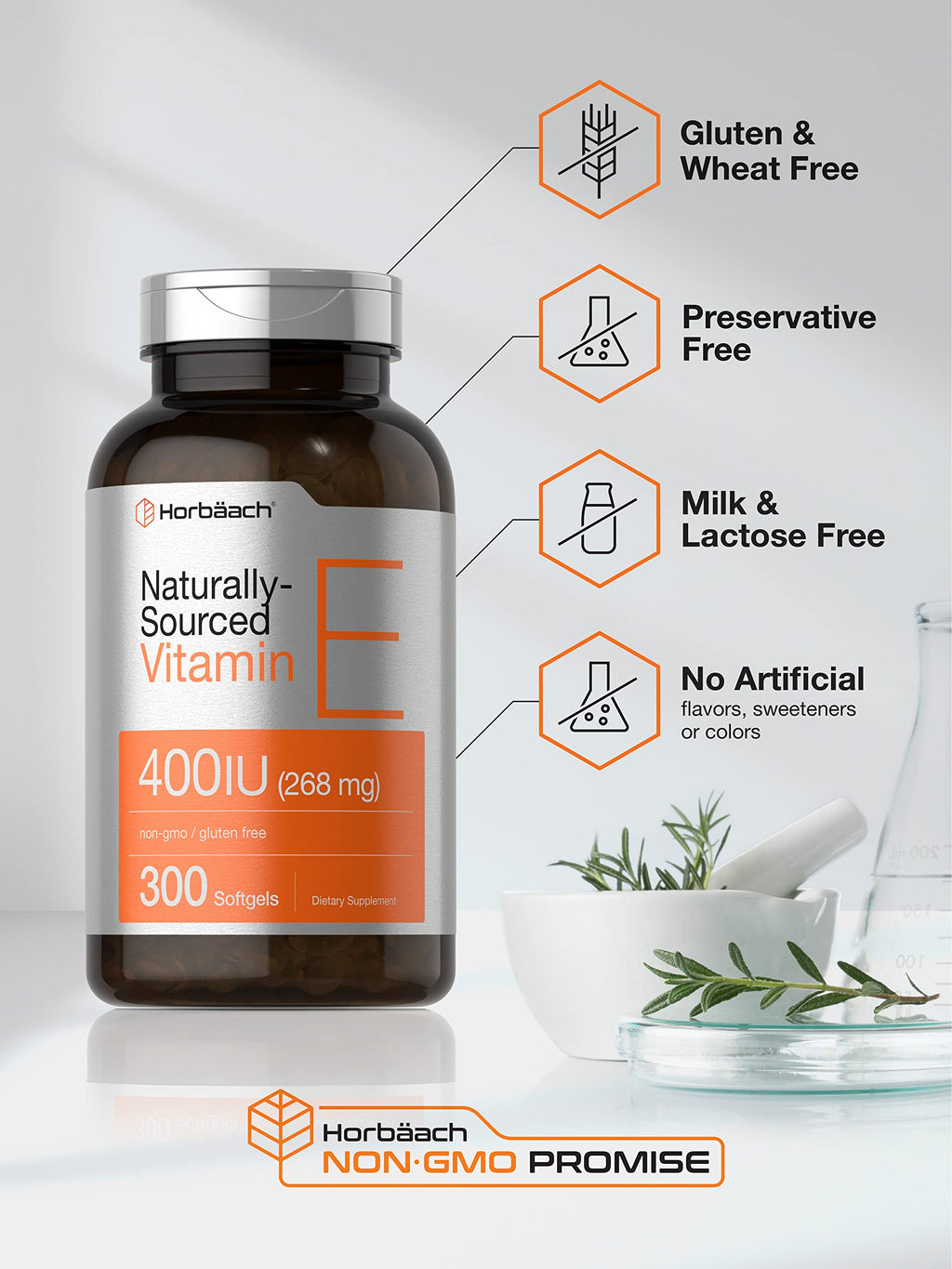 Horbäach Vitamin E Supplement 400 IU - 300 Softgels - image 4