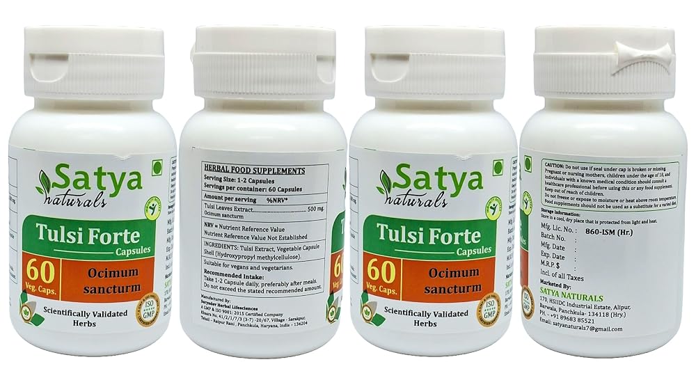 Satya Naturals Tulsi Forte 500 mg Basil Extract - 240 Vegetarian Capsules - image 2