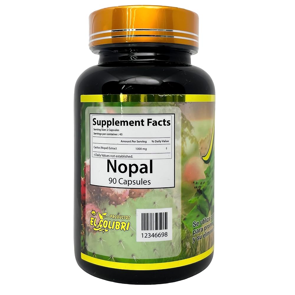 Productos El Colibri Nopal Cactus Extract 1000mg - 90 Capsules - image 3