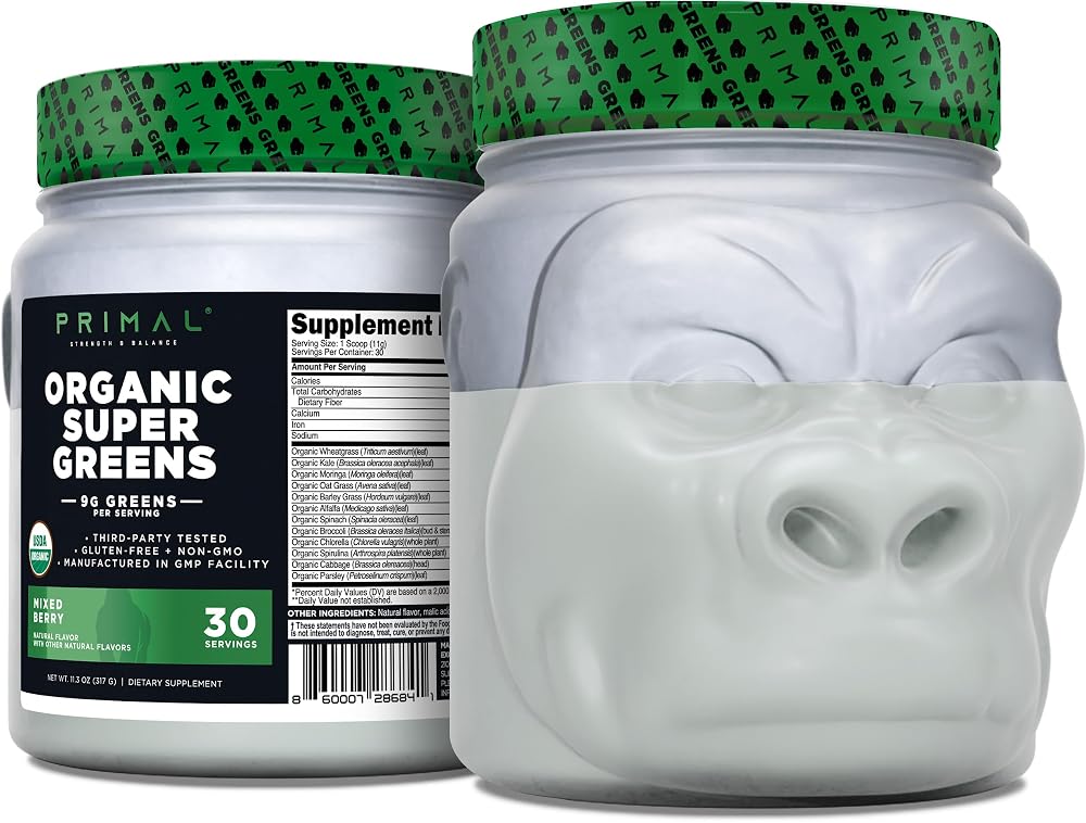 Primal Organic Super Greens Powder Mixed Berry - 30 Servings