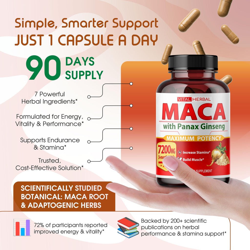 Vital Herbal Complete Maca Formula with Ginseng & Ashwagandha - 90 Capsules - image 3