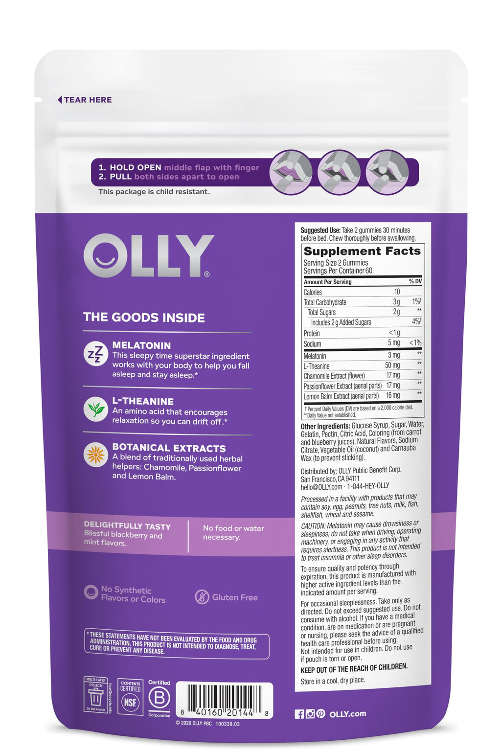 OLLY Sleep Support Gummy Supplement 3 mg Melatonin - 120 Count - image 6