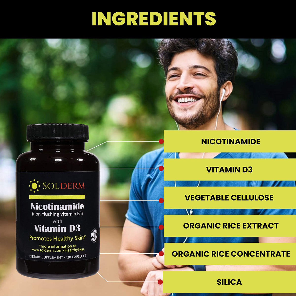 SOLDERM Nicotinamide Vitamin B3 and D3 Supplement - 60 Capsules - image 6