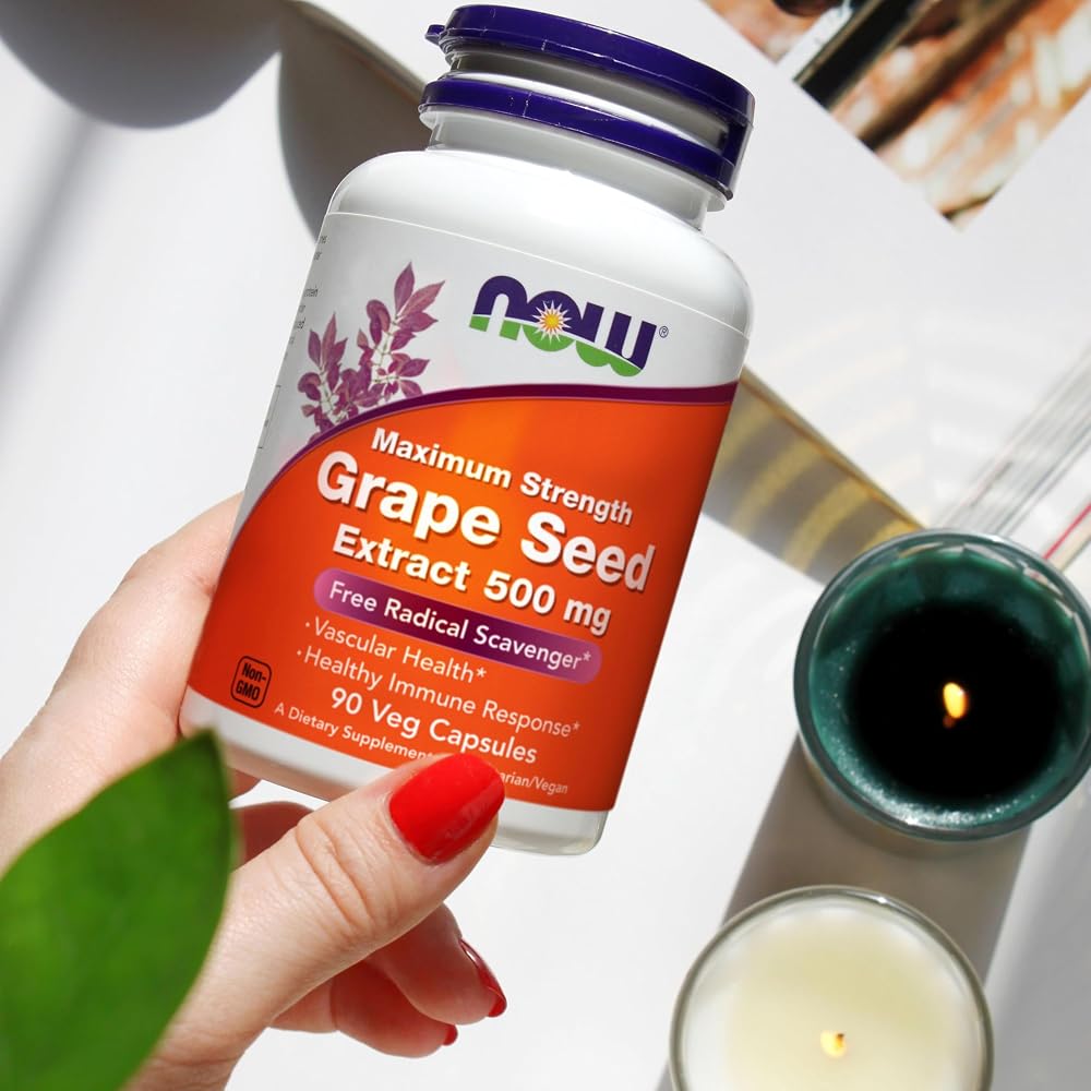 NOW Grape Seed Extract Maximum Strength 500 mg - 90 Vegetarian Capsules - image 7