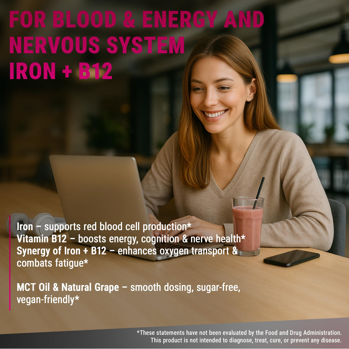 New Elements Liquid Iron Supplement with Vitamin B12 - 2 Fl Oz - image 4