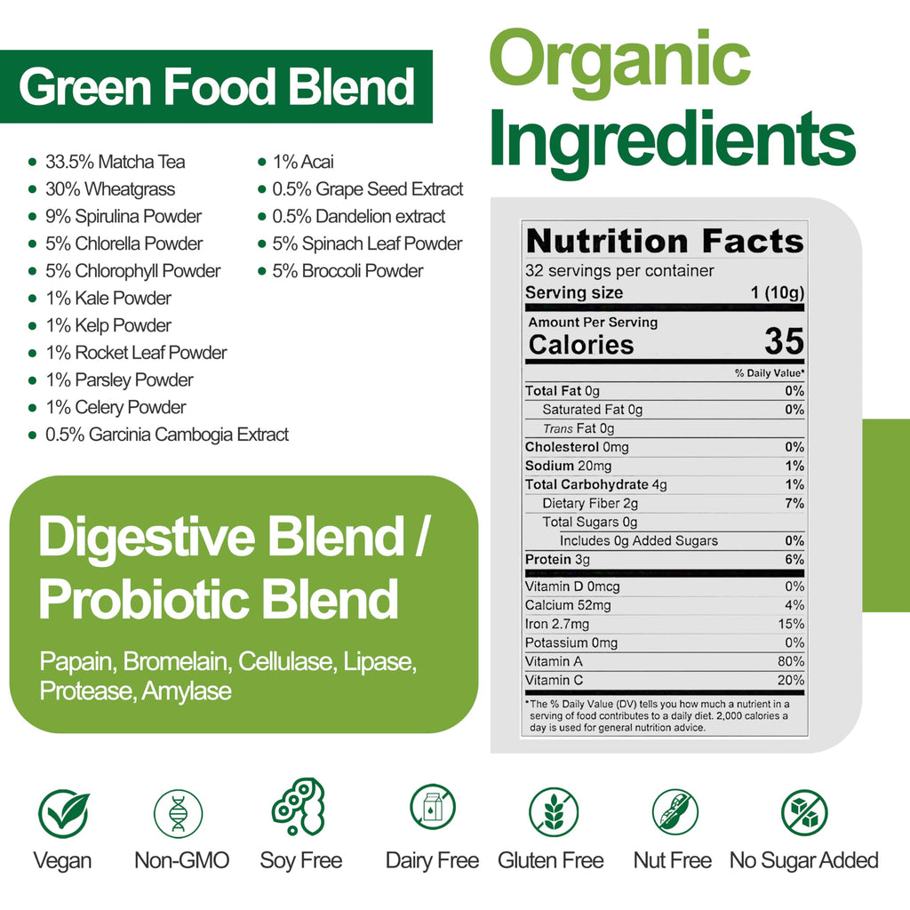 Teami Organic Super Greens Powder for Immunity & Digestion - 32 Servings - image 2