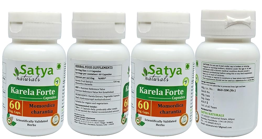 Satya Naturals Bitter Melon Forte Capsules 500 mg. 60 Veg. Capsule