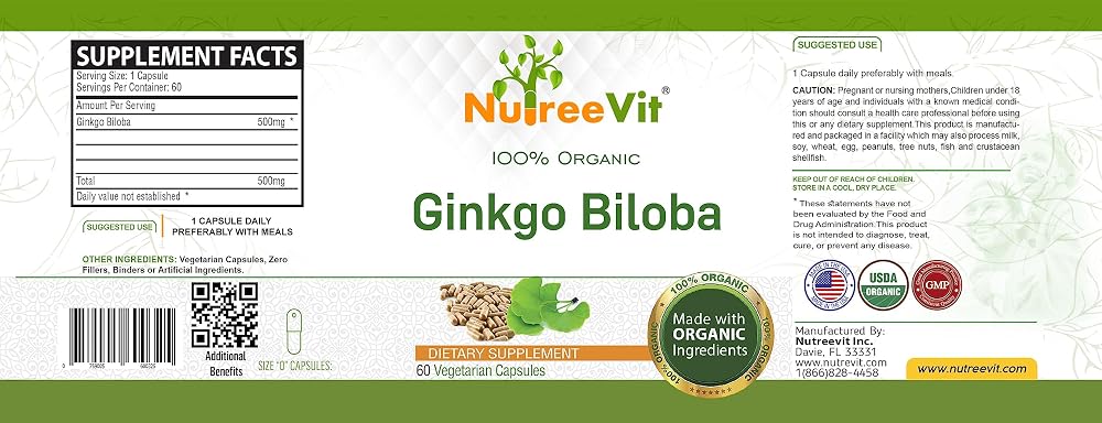 NutreeVit Ginkgo Biloba Herbal Supplement - 60 Capsules - image 2