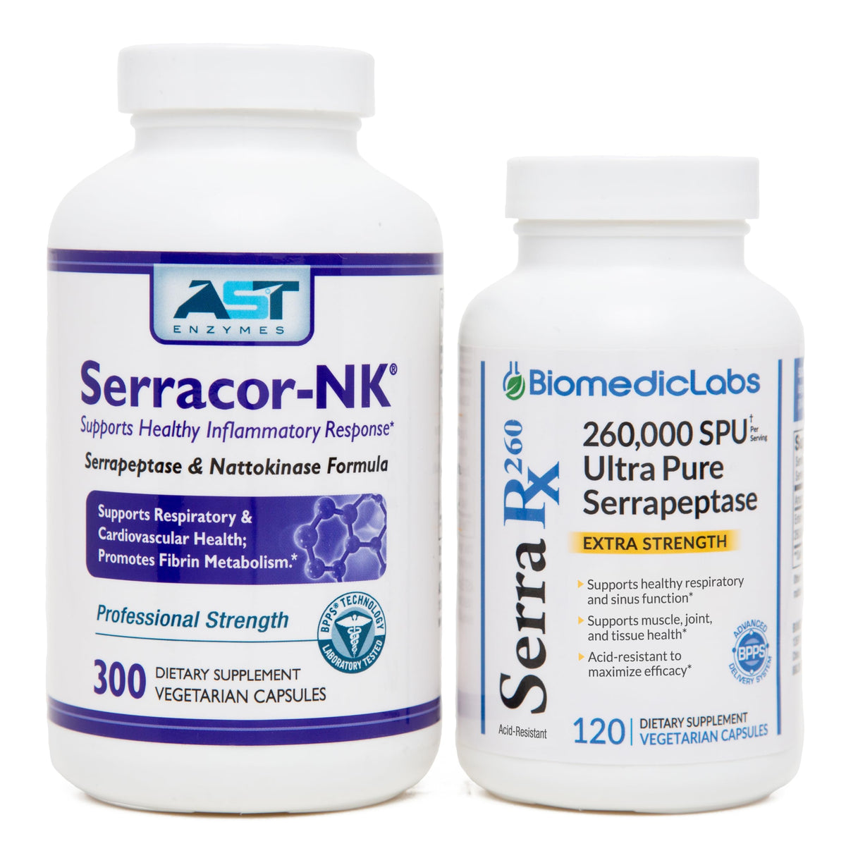 Biomedic Labs RX Serracor-NK & Serra-RX Serrapeptase Bundle - 2 Piece Set