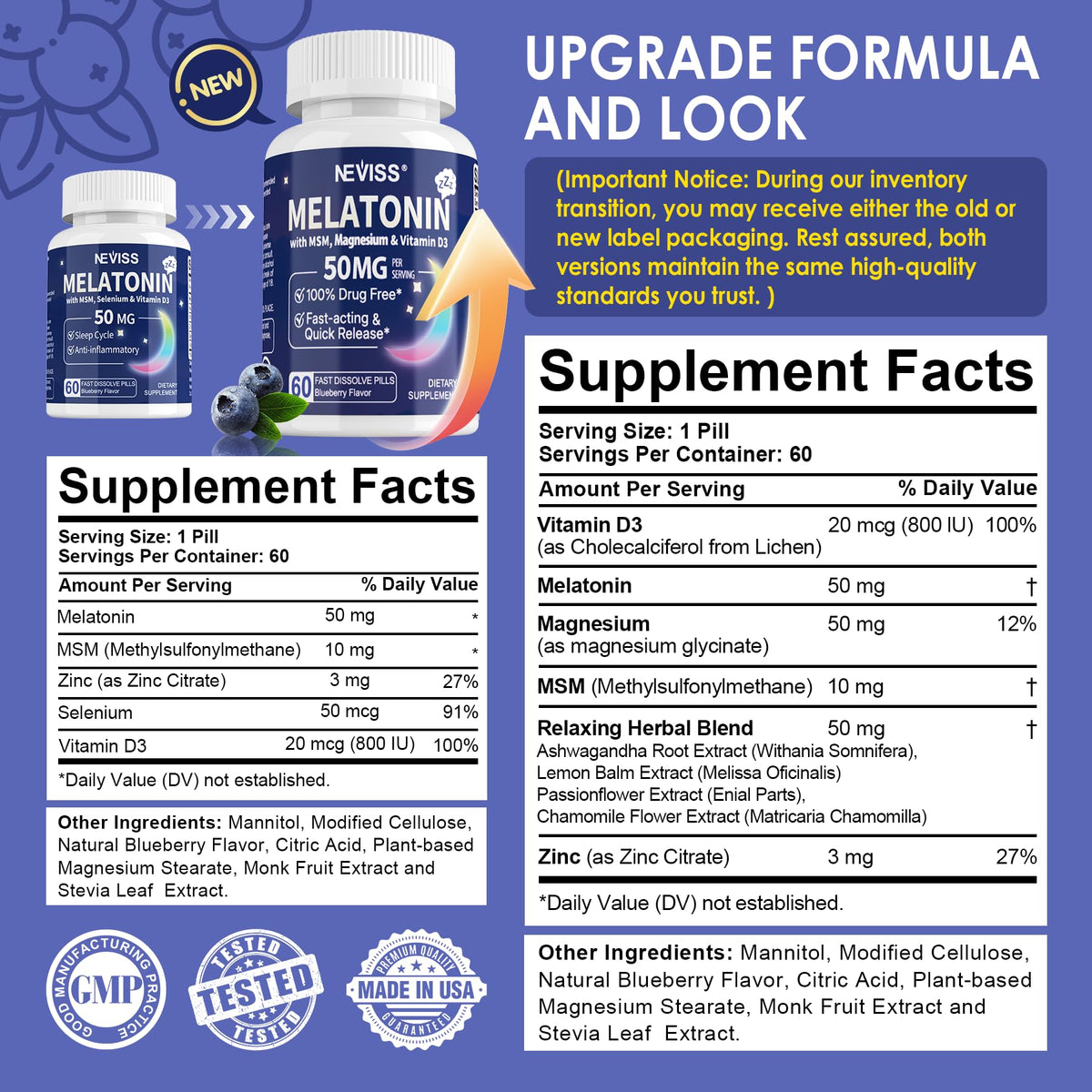 NEVISS Melatonin 50 mg for Adults - Fast Dissolve & Chewable Extra