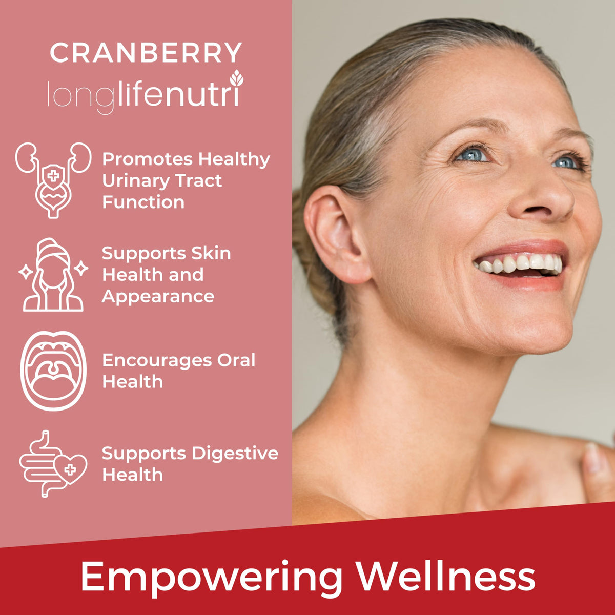 LongLifeNutri Cranberry Extract with Vitamin C & E - 180 Vegetarian Capsules - image 4