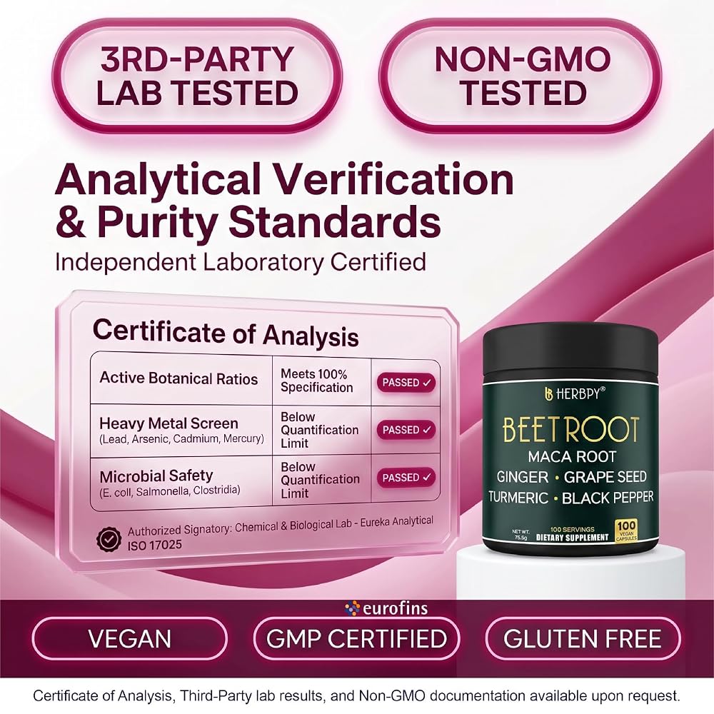 Herbpy 6in1 Beet Root Capsules for Heart Health & Vitality - 100 Count - image 5
