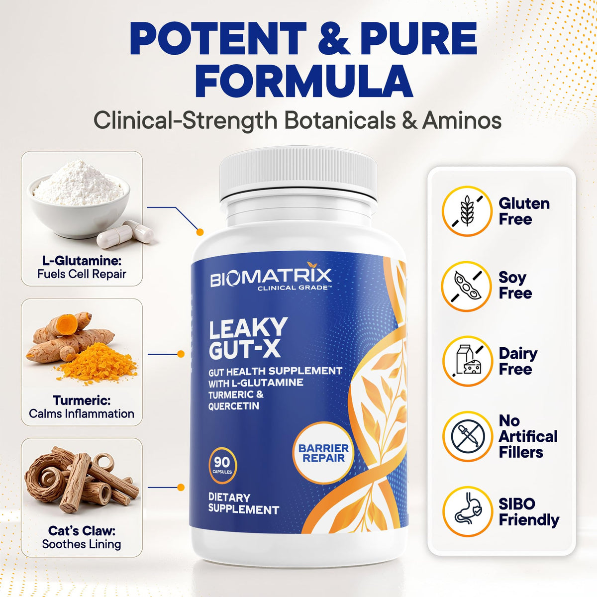 BioMatrix Leaky Gut Repair Supplement with L-Glutamine - 90 Capsules - image 3