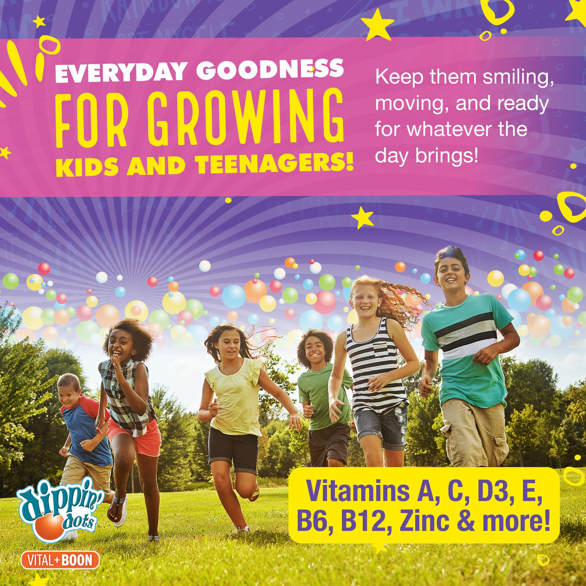 Vital+Boon Dippin' Dots Kids Multivitamin Gummies Rainbow Fruit - 60 Gummies - image 3