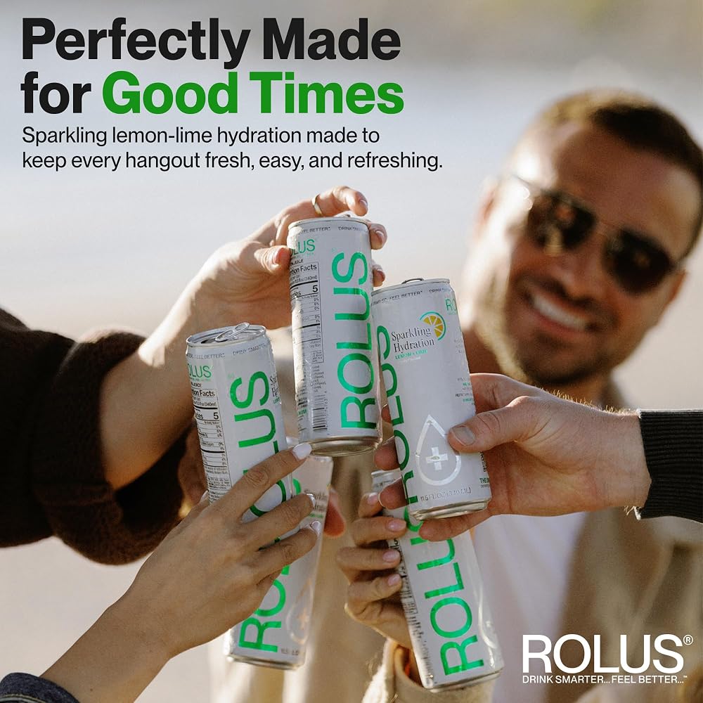 ROLUS Sparkling Electrolyte Hydration Drink Lemon Lime - 12 Pack - image 4