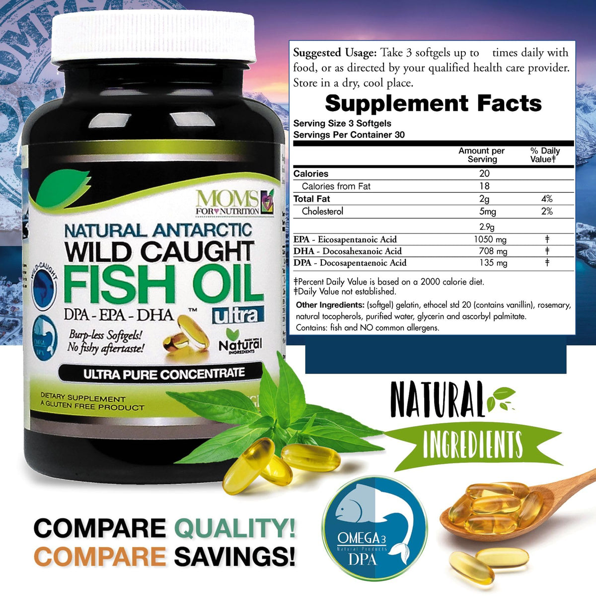 Moms For Nutrition Wild Caught Omega 3 Fish Oil - 90 Softgels - image 4