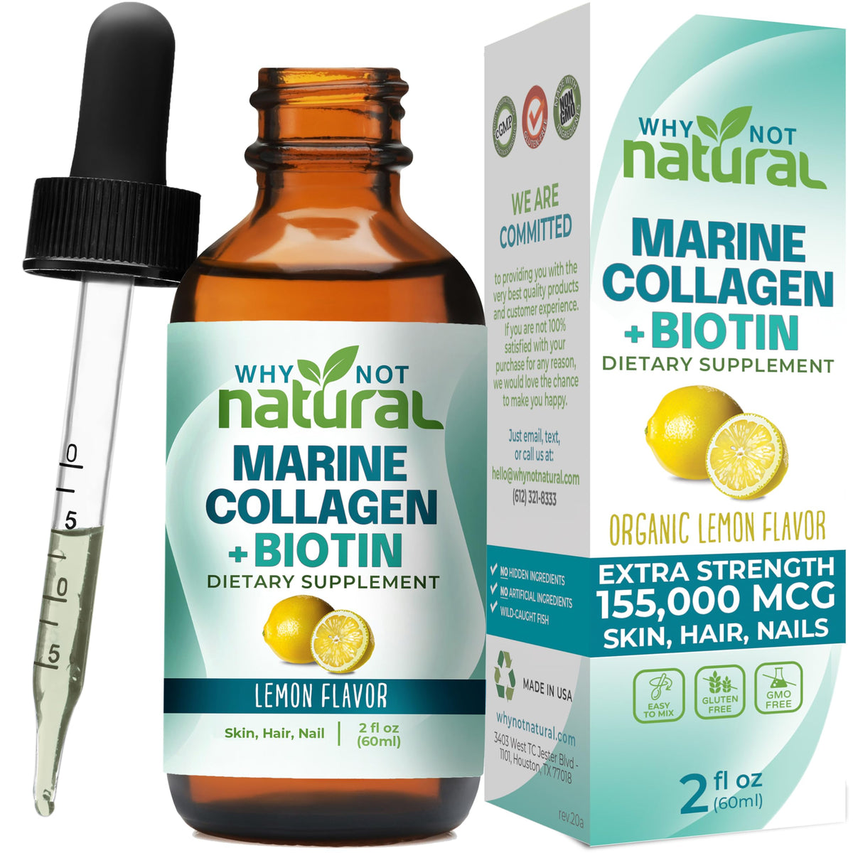 Why Not Natural Liquid Collagen Plus Biotin Drops - 2 Fl Oz