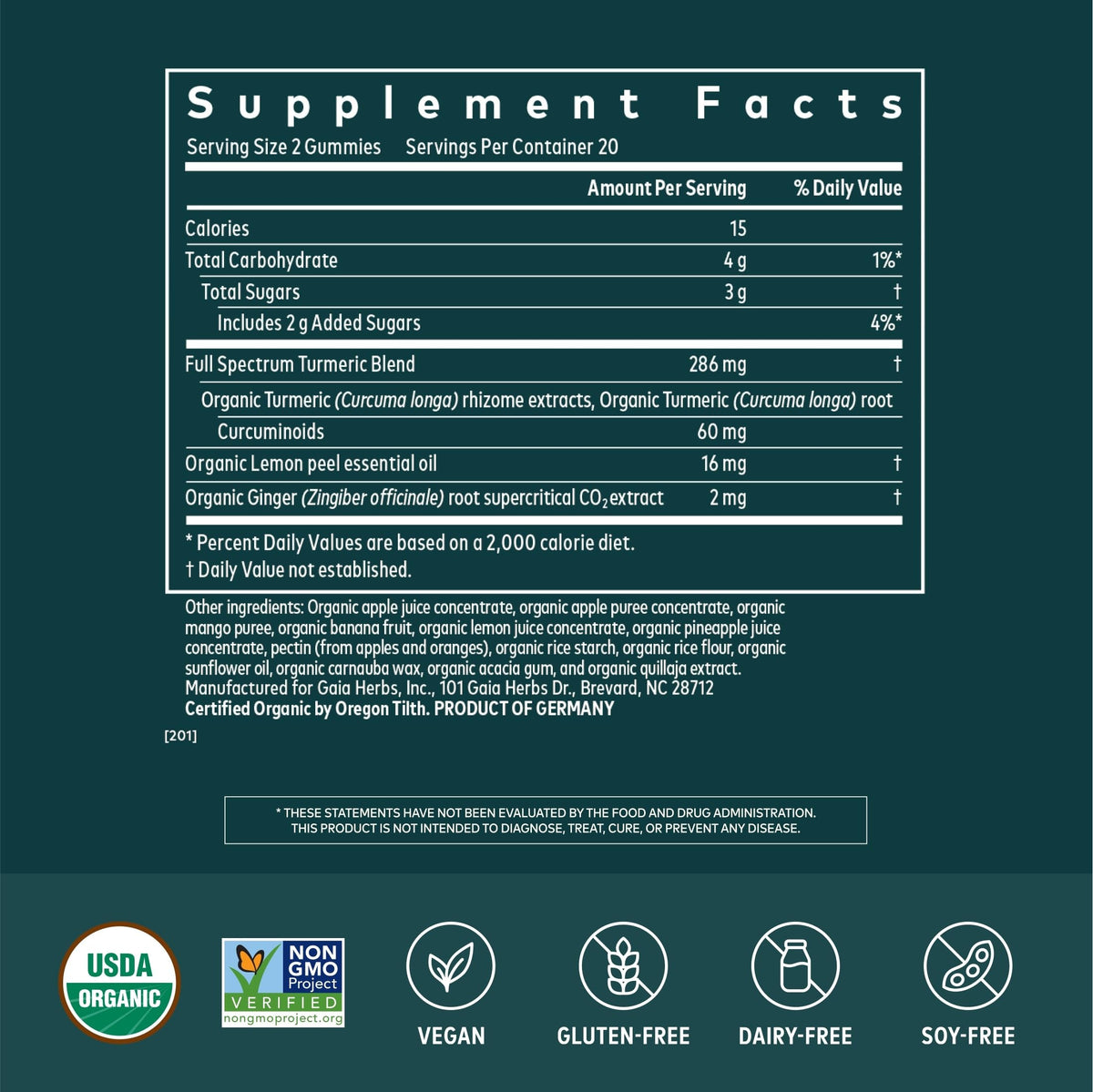 Gaia Herbs Turmeric Supreme Adult Daily Joint Support - 40 Gummies - image 2