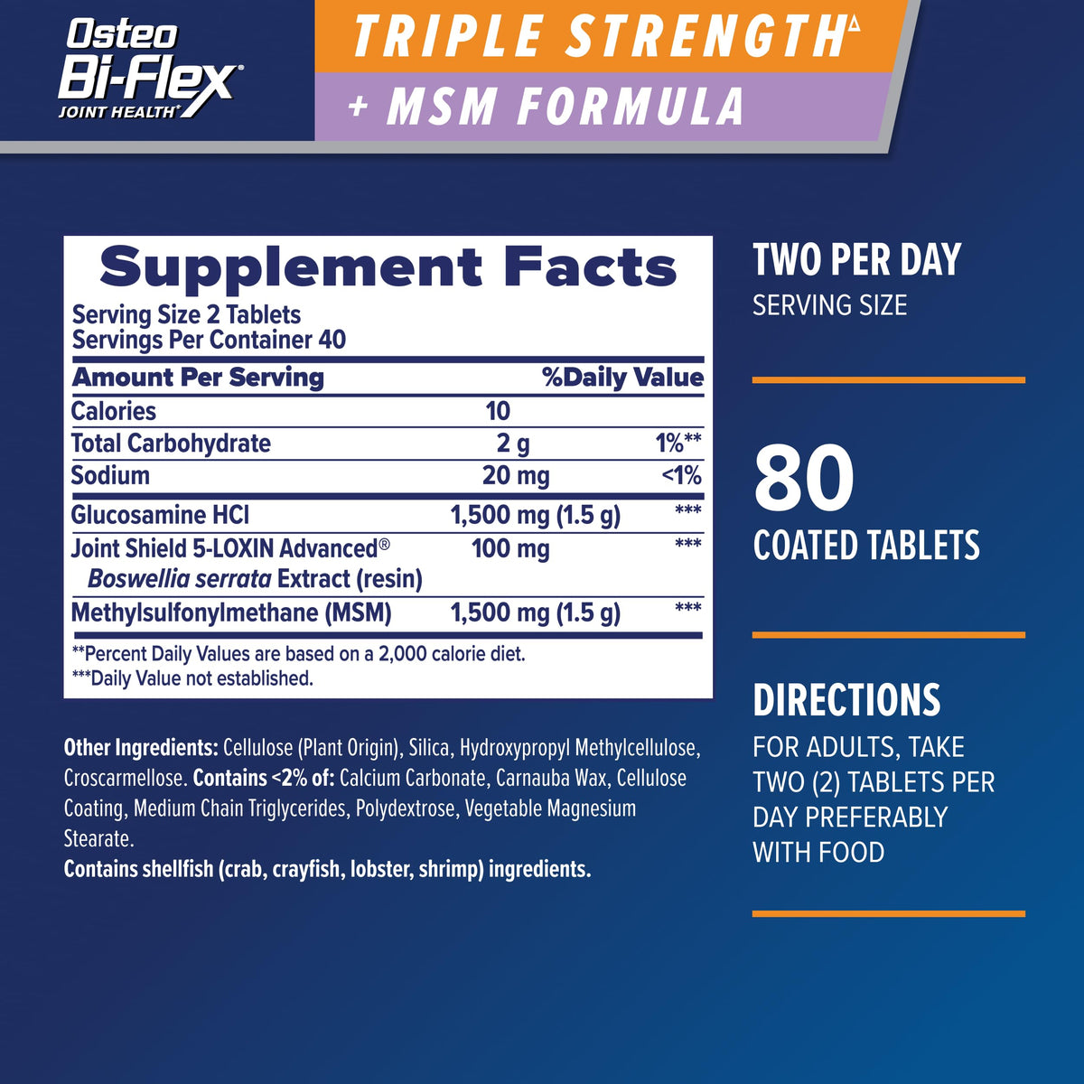 Osteo Bi-Flex Triple Strength Glucosamine with MSM - 80 Tablets - image 2