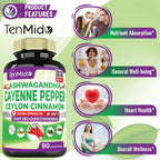 Tenmido Cayenne Pepper Supplements with Ashwagandha - 90 Capsules - image 5