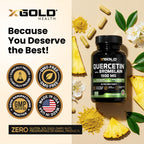 X Gold Health Quercetin with Bromelain 1300 mg - 120 Vegetarian Capsules - image 5