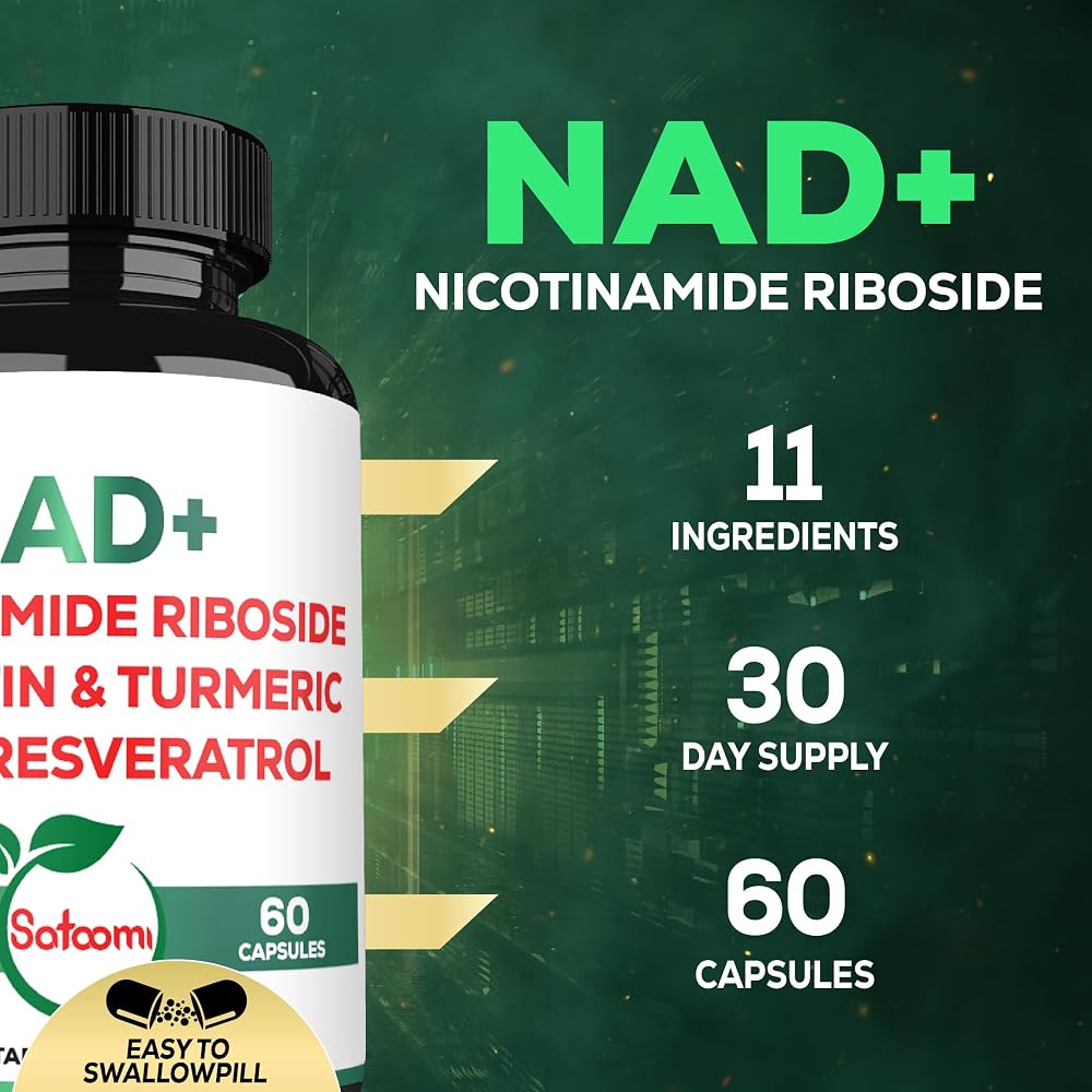 Satoomi NAD Nicotinamide Riboside Resveratrol Supplement - 60 Capsules - image 3