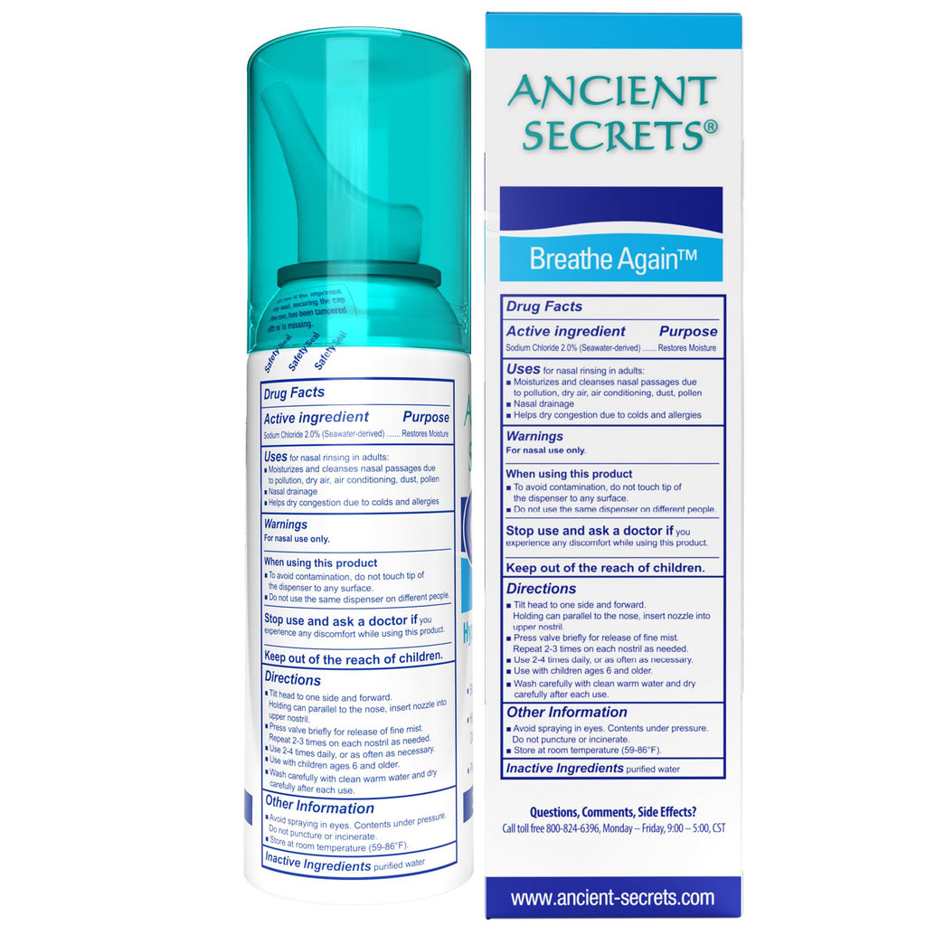 Ancient Secrets Saline Nasal Spray Breathe Again - 3.38 Fl Oz - image 2