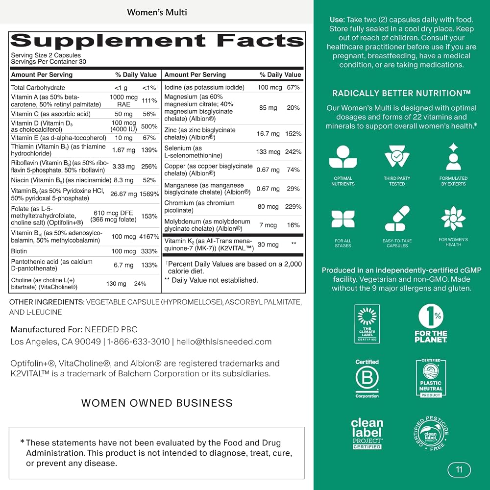 Needed. Multivitamin for Women with 23 Vitamins