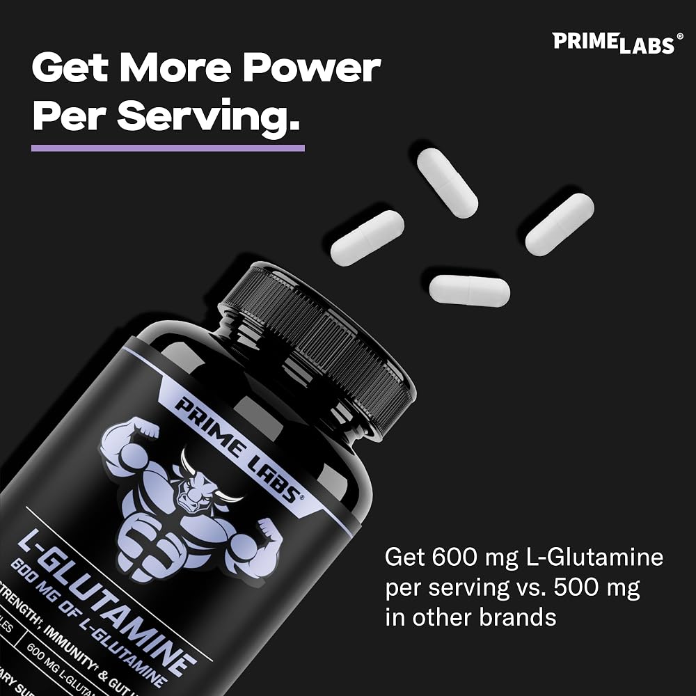 Prime Labs L-Glutamine 600 mg Capsules - 180 Count - image 6