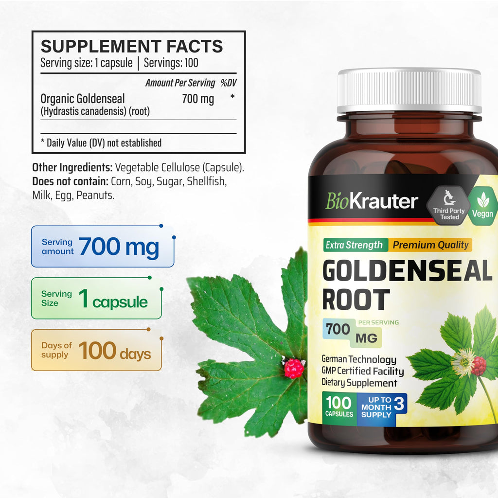 BIO KRAUTER Goldenseal Root Immune & Respiratory Support - 100 Capsules - image 4