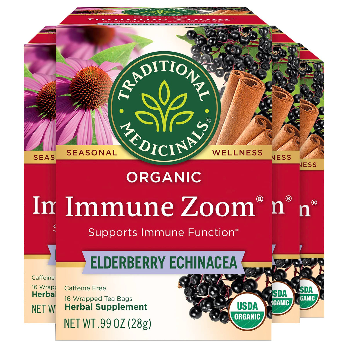 Traditional Medicinals Organic Immune Zoom Echinacea Elderberry Tea - 16 Teabags