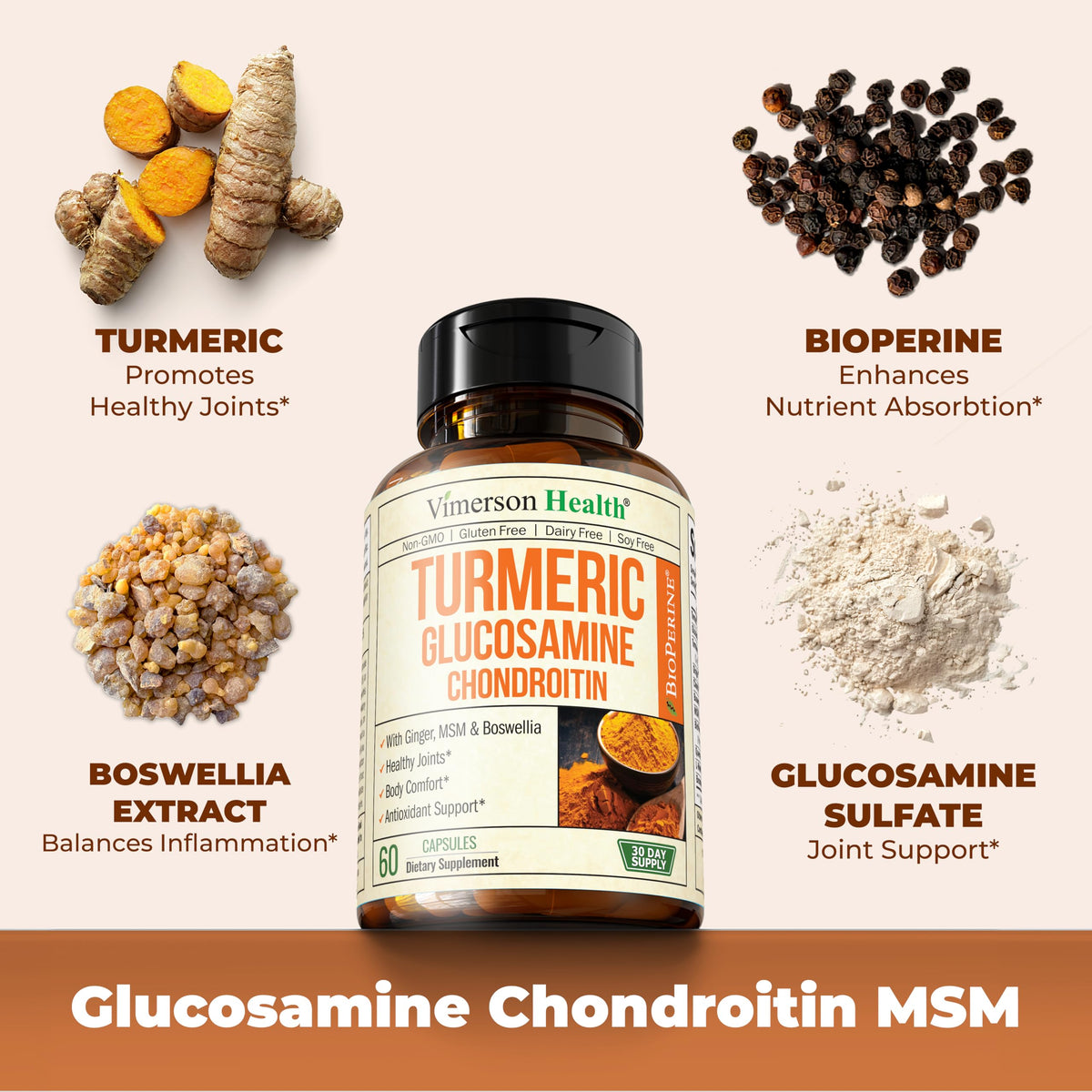 Vimerson Health Turmeric Glucosamine Chondroitin Joint Support - 60 Capsules - image 5