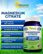 aSquared Nutrition Magnesium Citrate 833mg - 200 Capsules - image 3